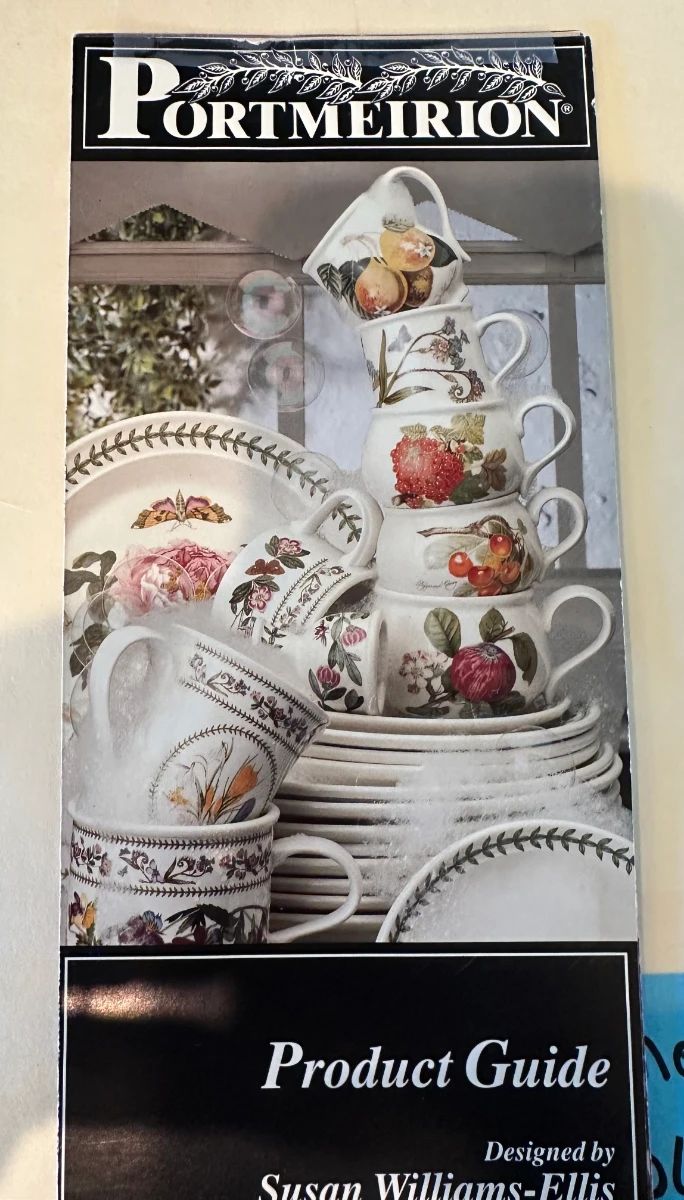 There is a complete set of 12 Portmeirion Dinner wear that the owner purchased in 2000. Every serving piece imaginable is in this set.
