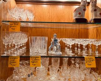 Star Crystal design on an absolute complete set of glasses and serving ware.