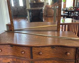 Antique dresser, mirror and headboard (full size bed)