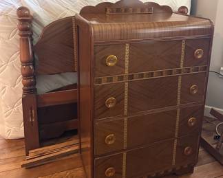 Antique Full size headboard/footboard and dresser with like new mattresses