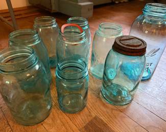 Blue Mason jars