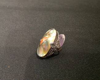 Vintage Abalone Sterling Silver Ring