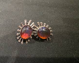 Vintage Dragons Breath Glass/Sterling Silver earrings