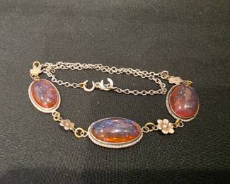 Vintage Dragons Breath Glass/Sterling Silver Necklace