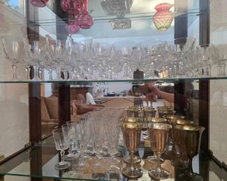 Cristal D'Arques Versailles 12 Full place settings & 7 Sterling Silver sterling silver goblets