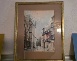 Nestor Hippoyle Fruge "Chartres Street/St. Louis Cathedral," Watercolor