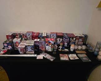 Large collection of Texas Rangers figurines and memorabilia