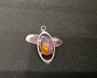 Vintage Dragons Breath Glass/Sterling Silver Pendant