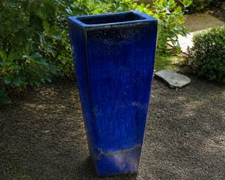 Tall Blue Glazed Planter bid #13