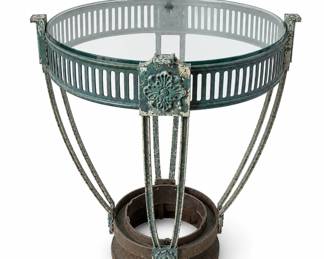 Antique Iron Light Fixture Side Table bid #14