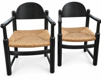 Pair Ebonized Arm Chairs MADE IN ITALY bod #28