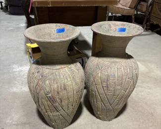 LARGE ORNATE POTS.