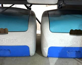 2 FISHER PRICE TOY BOXES.