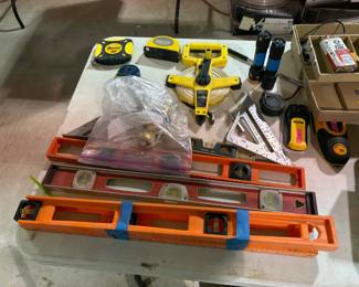 LEVELS, TAPE MEASURES STUD FINDERS AND MORE.