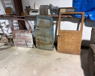 3 ANTIQUE TRUCK DOORS.