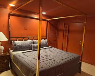 Pace Collection Chrome Four Poster King Canopy Bed