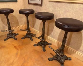 Vintage Heavy Cast Iron Bar Stools Barley Twist