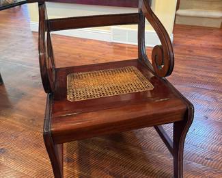 English Regency Style Metamorphic Caned Seat Chair/Li-brary Step, Mid 20th Century, Made in Italy
