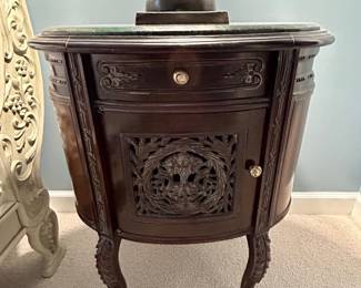 Elegant French Provincial Marble-Top Nightstand