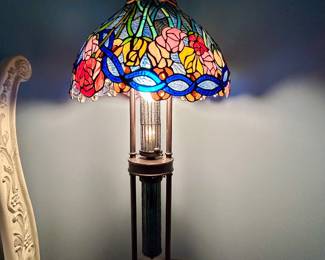 Pair of Tiffany-Style Stained Glass Table Lamps