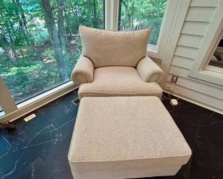 Upholstered Club Chair with Matching Ottoman