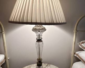 Elegant Crystal & Ornate Metal Table Lamp