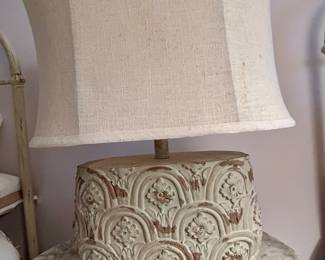 Distressed Carved Ceramic Table Lamp