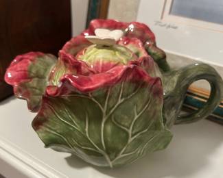 Ceramic Cabbage Rose Teapot