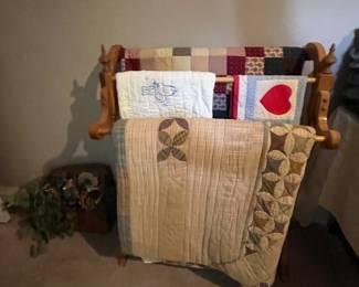 Vintage quilts, rack