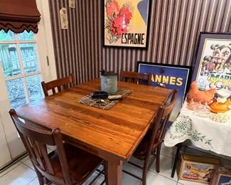 Cypress table, oak chairs.