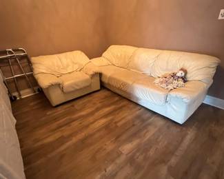 Leather sofa, chair 
