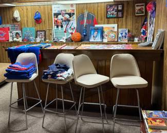 Buffalo Bills clothing and memorabilia, MCM chrome and vinyl stools