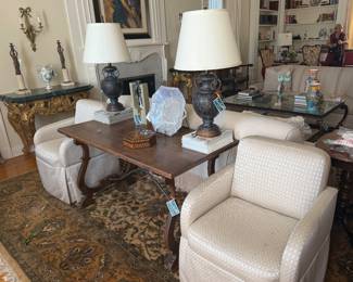 Pair of Rose tarlow Chairs and a trestle table