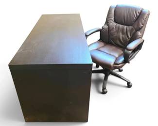 Brown Wood Desk With Side Extension Faux Brown Leather Rolling Desk Chair