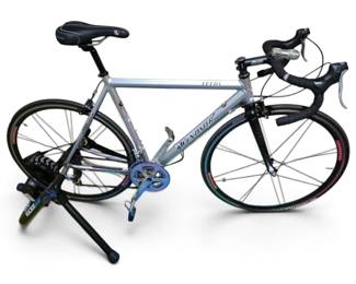 Windsor Leeds Silver Road Bike On A KICKR SNAP Power Trainer