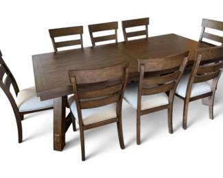 Large Dining Table w 8 Upholstered Chairs