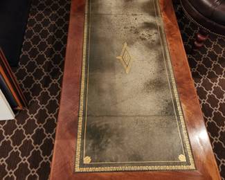 Antique French desk-leather top detail