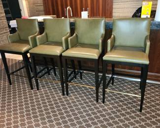 4 real leather bar stools by Bolier & Comptons