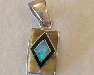 Silver with opal inlay pendant