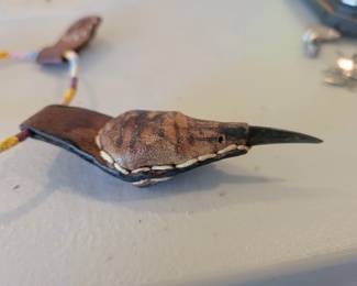 African Amulet Purchased in late 1960's, leather wrapped bird skull