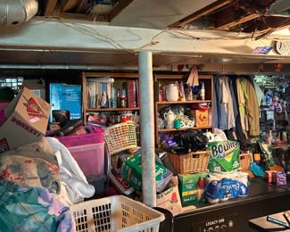 Clothes, household items, electric massage table.