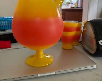 MCM Martini Bowl with Glasses and Glass Stir Stick