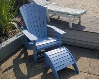 Polyresin Adirondack chair with footrest - 2 available 