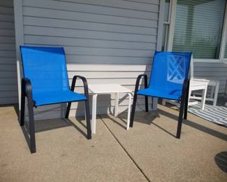 Patio chairs; accent table - 2 available