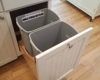 Kitchen cabinetry detail: trash corral