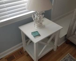 End table; table lamp