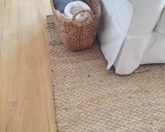 Basket; area rug