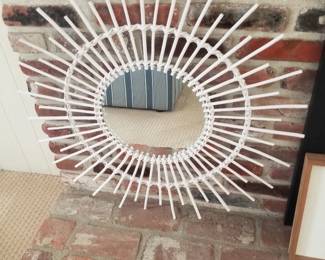 Wicker decorative mirror