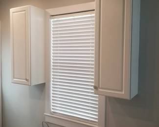 Kitchen cabinets; blinds; windows