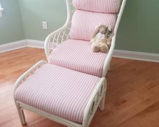 Rattan chair with matching ottoman